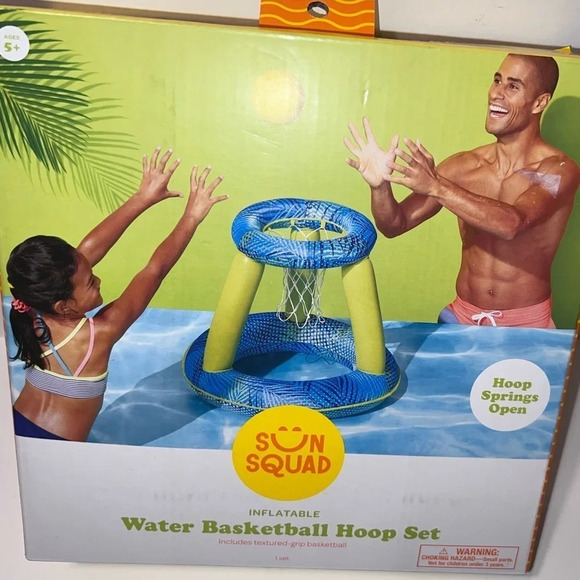 Sun Squad, NWT, inflatable, water, basketball, hoop, set with textured grip ball - Picture 1 of 9
